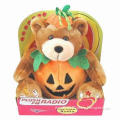 Halloween Decoration, Novelty Plush Pumpkin Bear, with FM Scan Radio Inside